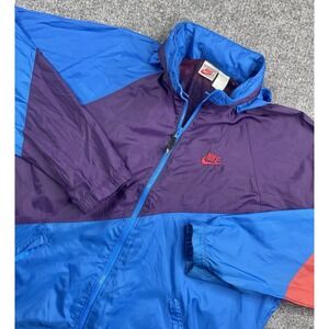 Vintage Nike Jacket Men's Windbreaker L Color Block Red Label Hoodie Full Zip
